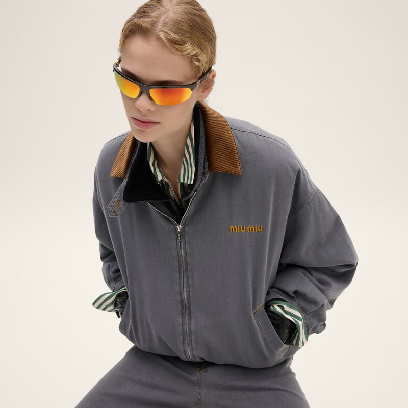 Veste en chambray avec col en velours