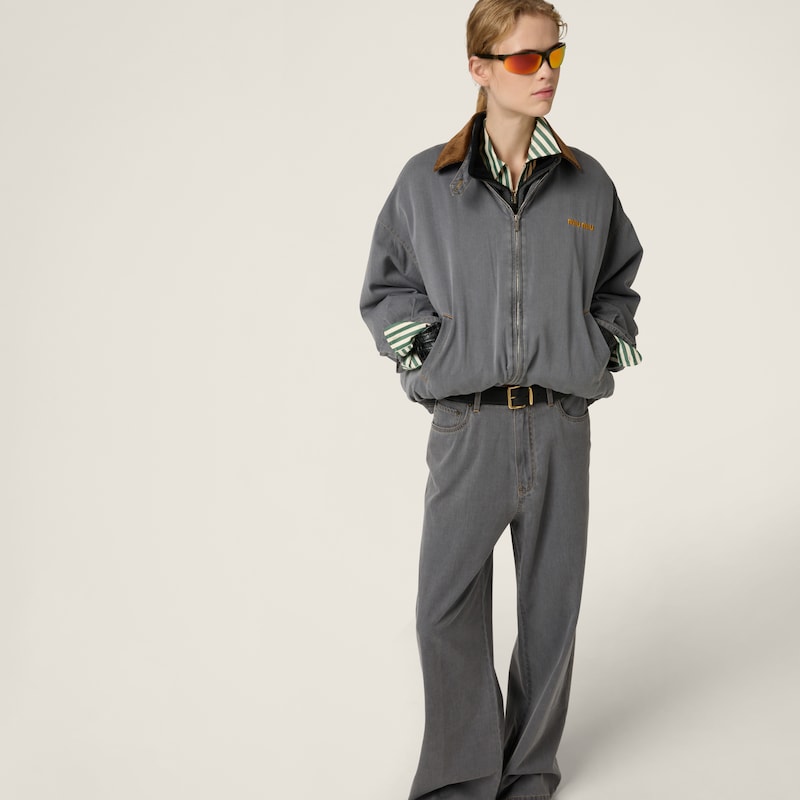 Veste en chambray avec col en velours