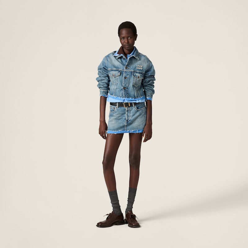 Denim and poplin trucker jacket