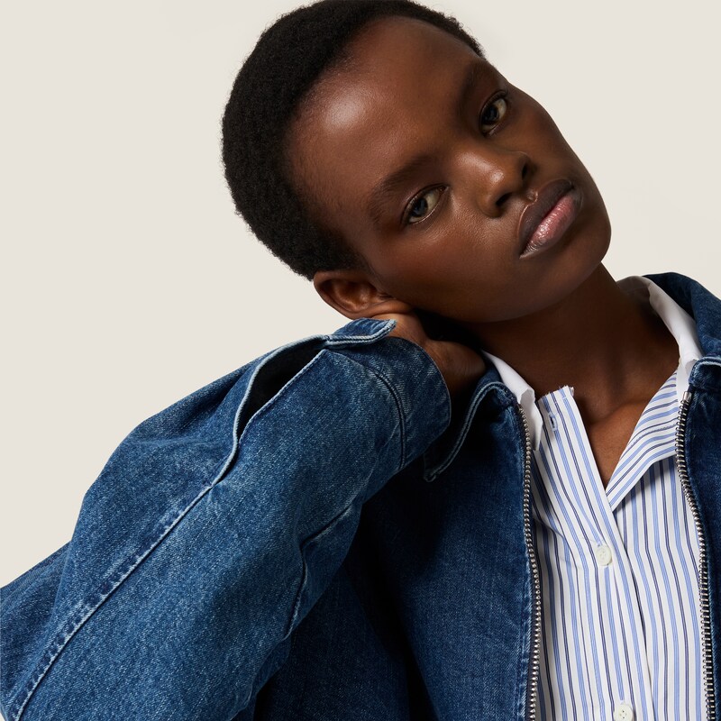 羊絨丹寧束腰外套