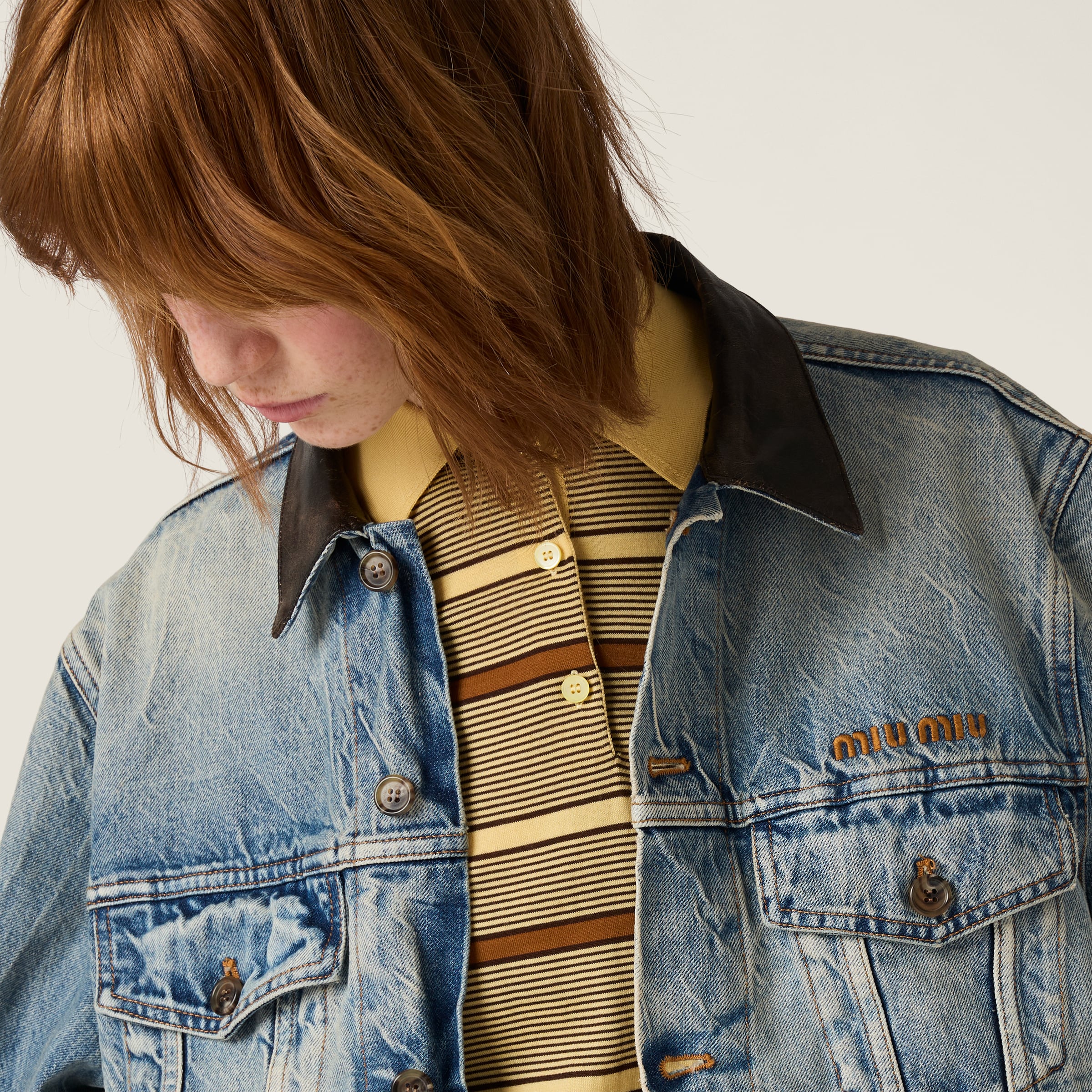Light Blue Denim Blouson Jacket | Miu Miu