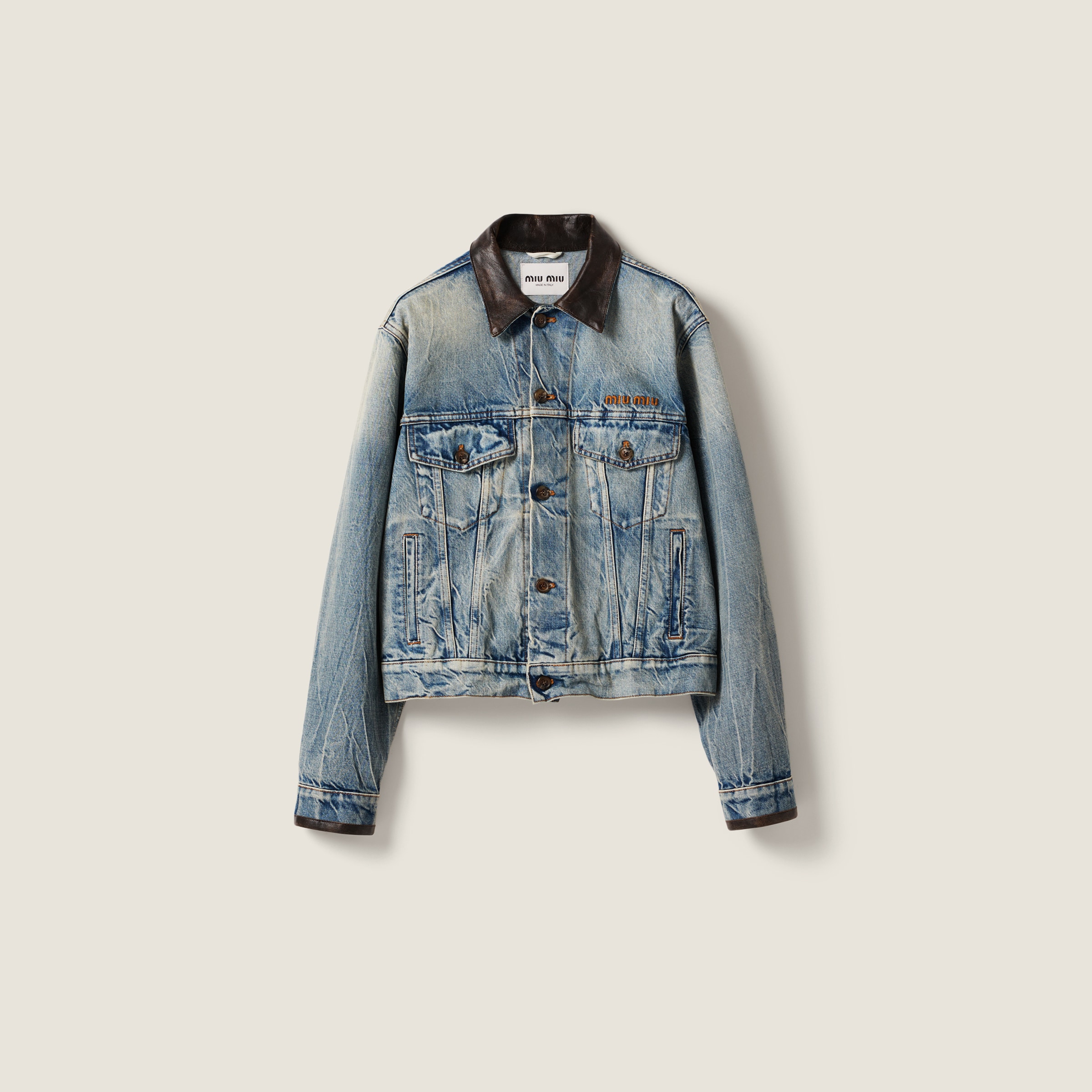 Miu Miu Denim Blouson Jacket In Blue