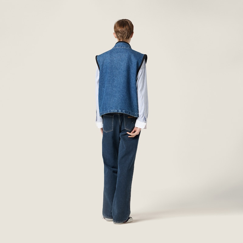 Cashmere denim blouson vest