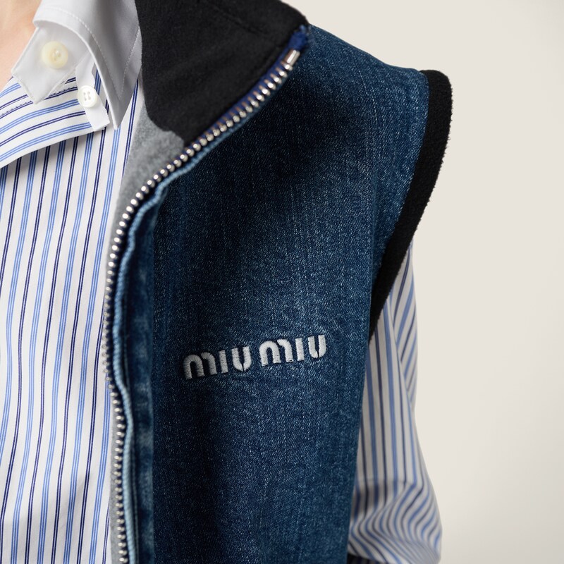 Cashmere denim blouson vest
