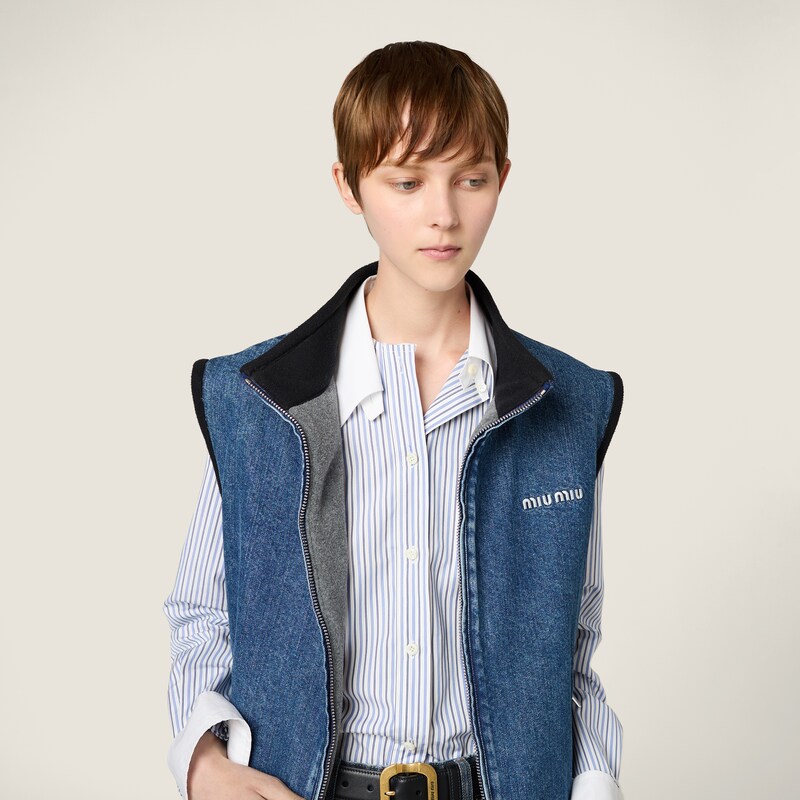 Cashmere denim blouson vest