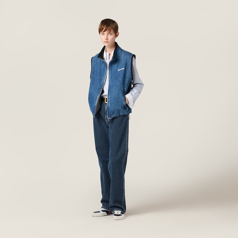 Cashmere denim blouson vest