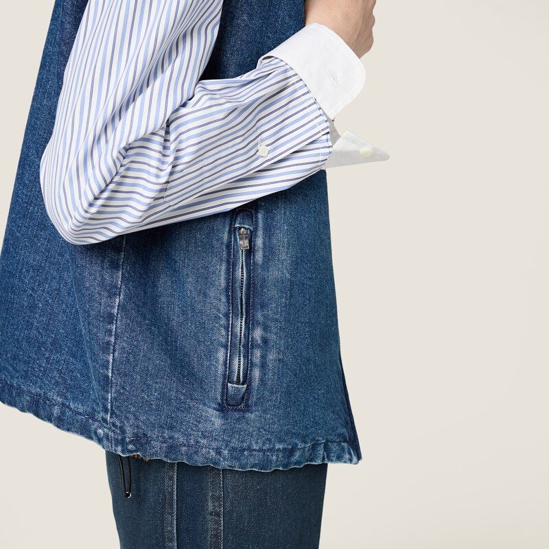Cashmere denim blouson vest