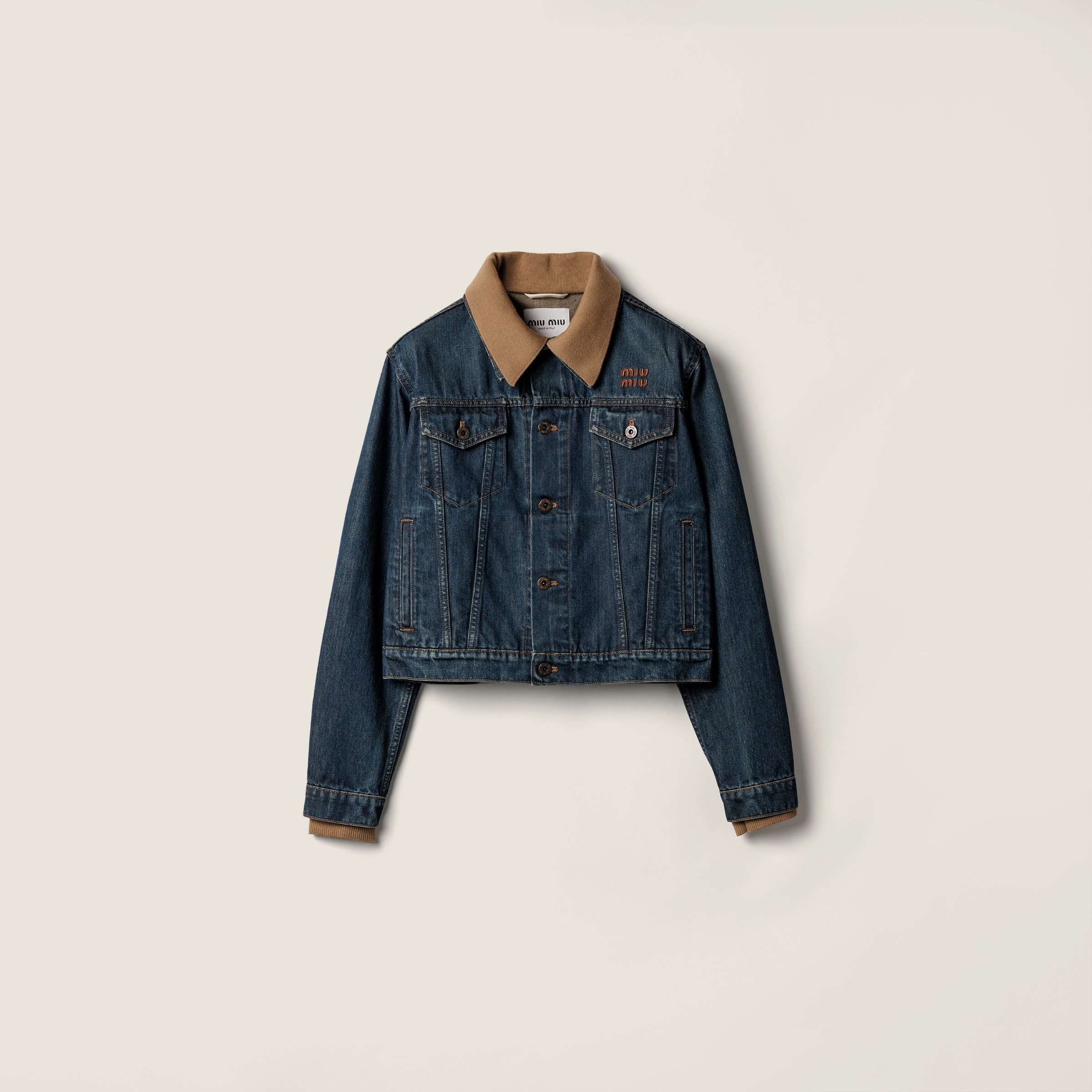 Navy Denim Blouson Jacket | Miu Miu