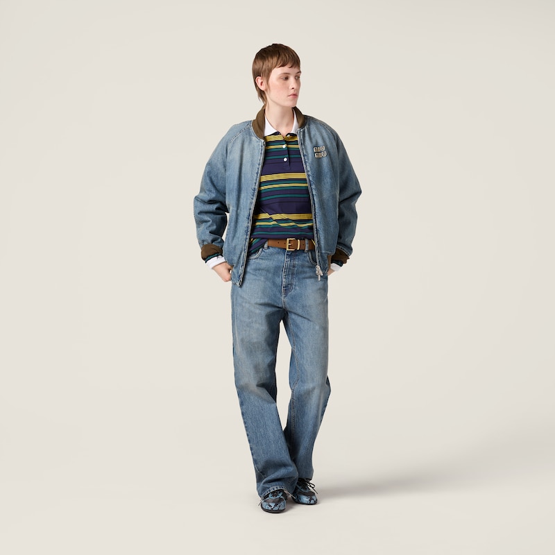 Denim blouson jacket