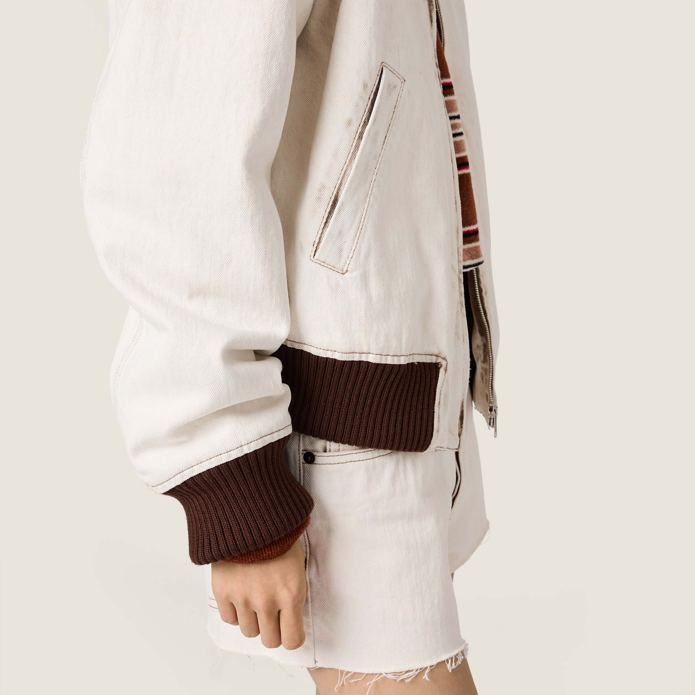 ホワイト デニム ブルゾンジャケット | Miu Miu