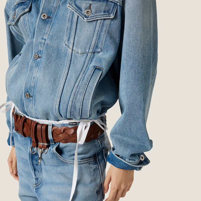 Washed denim and suede blouson jacket