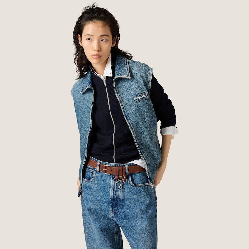 Gilet en denim délavé