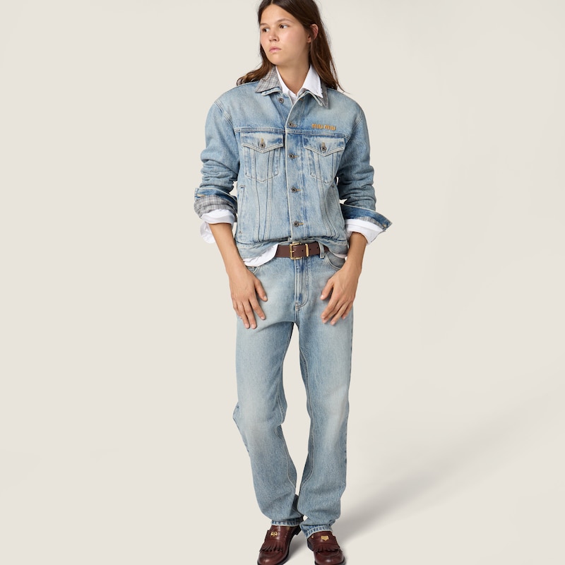 Denim blouson jacket
