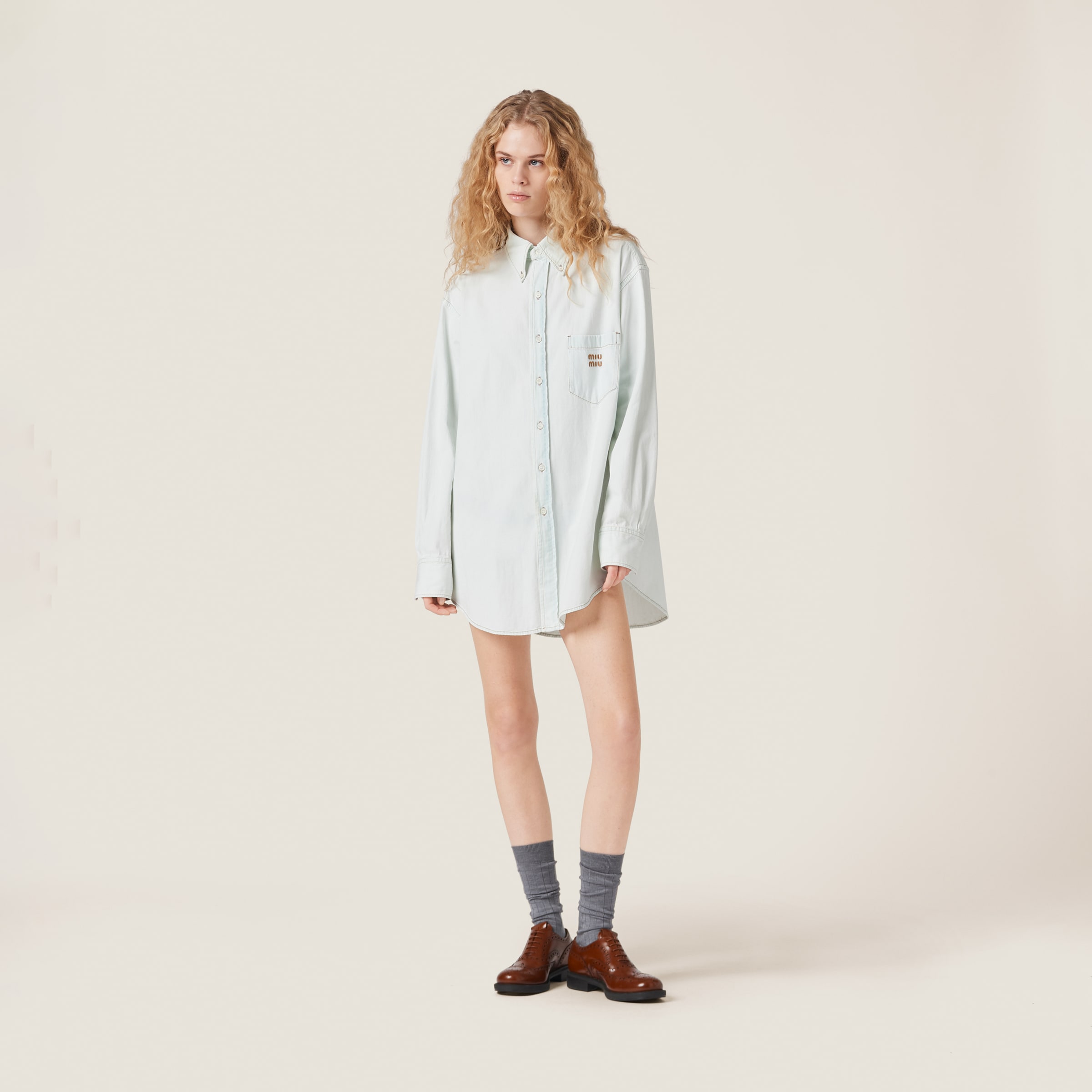 Light Blue Chambray Denim Shirt | Miu Miu Light Blue Chambray Denim Shirt | Miu Miu