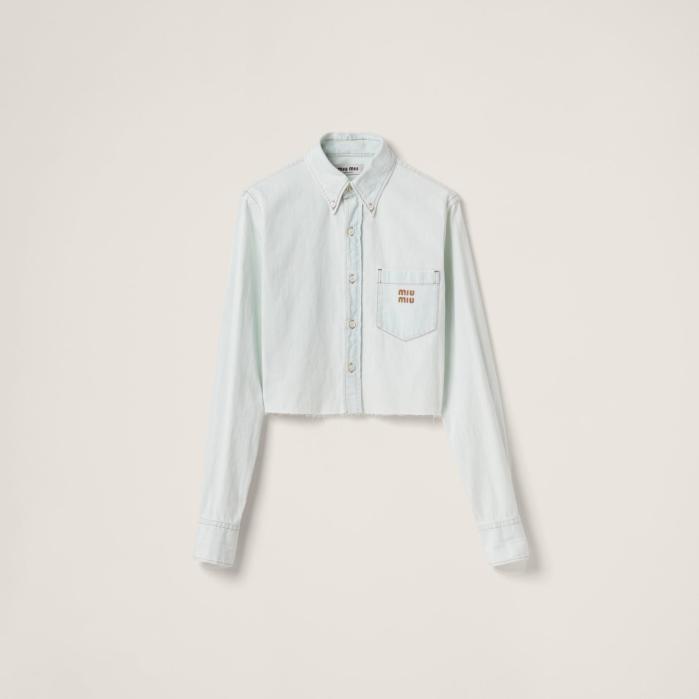 Miumiu Chambray Denim Shirt In Light Blue