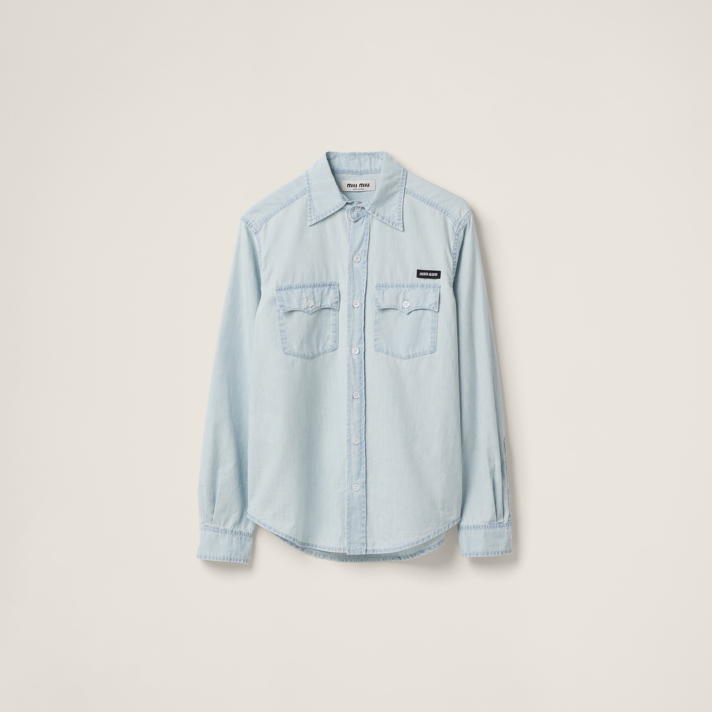 Miumiu Chambray Shirt In Light Blue