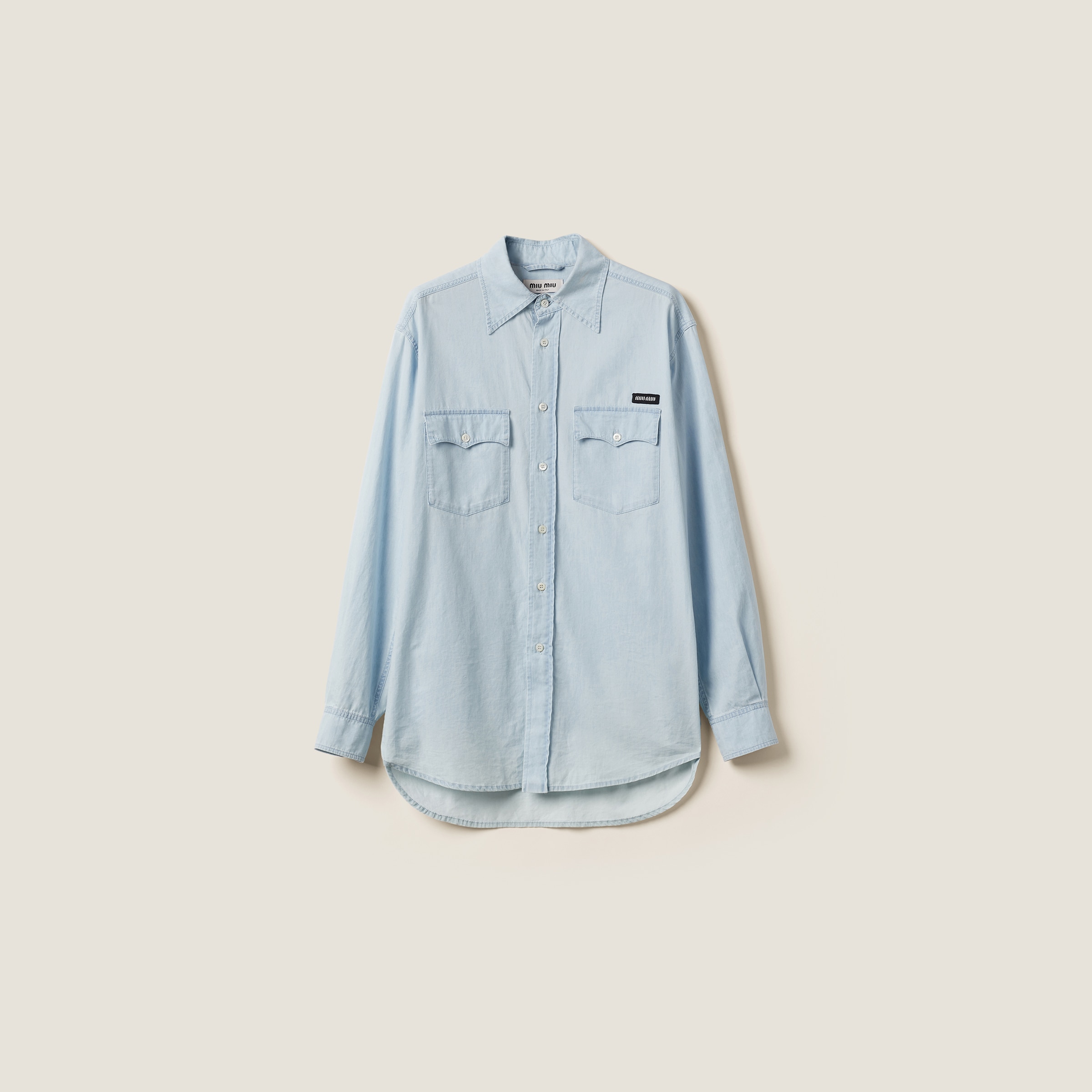 Miumiu Chambray Shirt In Blue