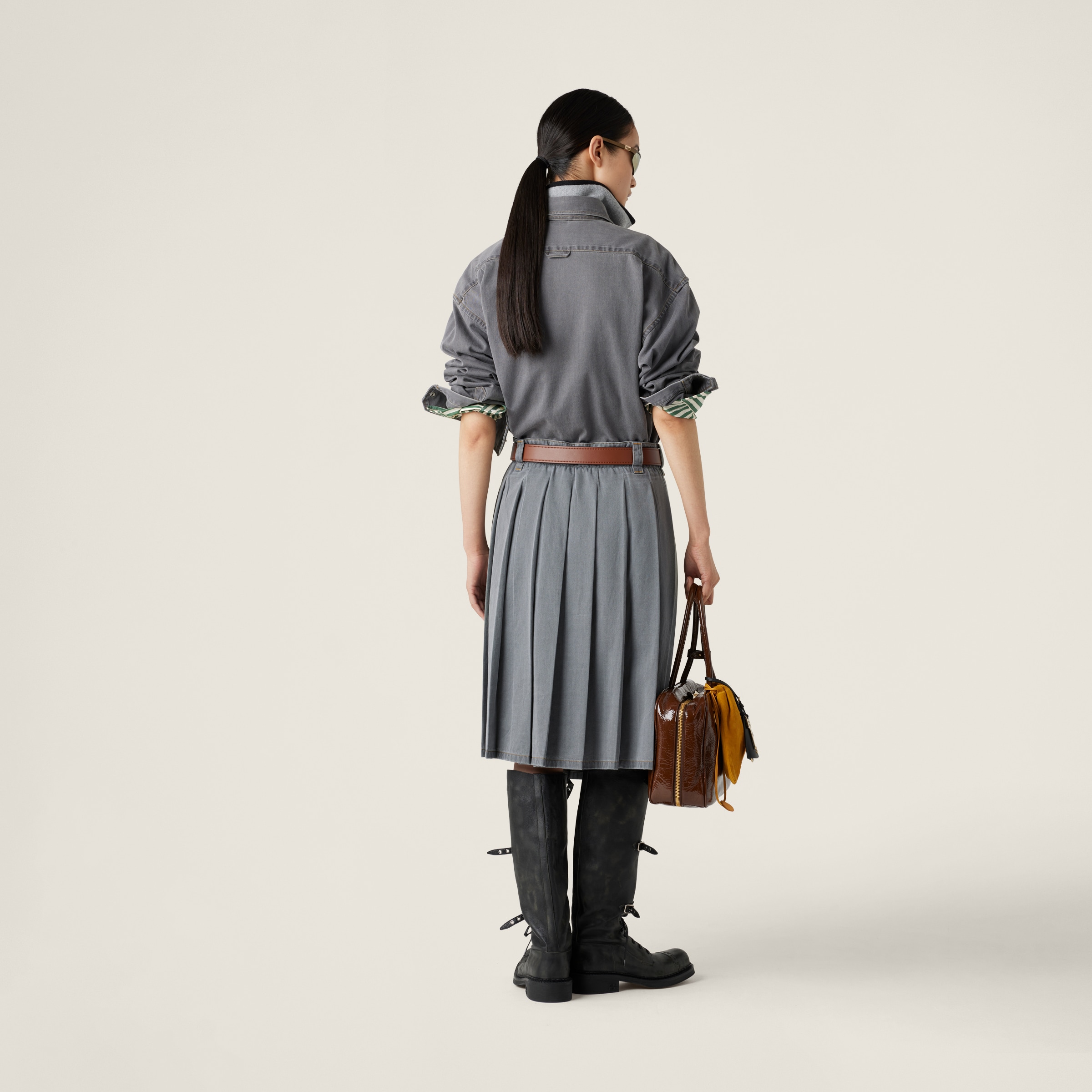 Miu Miu Chambray Shirt In Grey