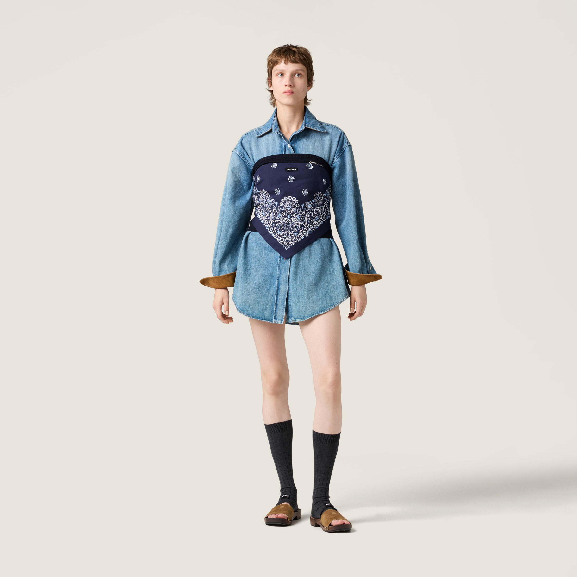 myumyuページ Light Blue Denim Shirt | Miu Miu