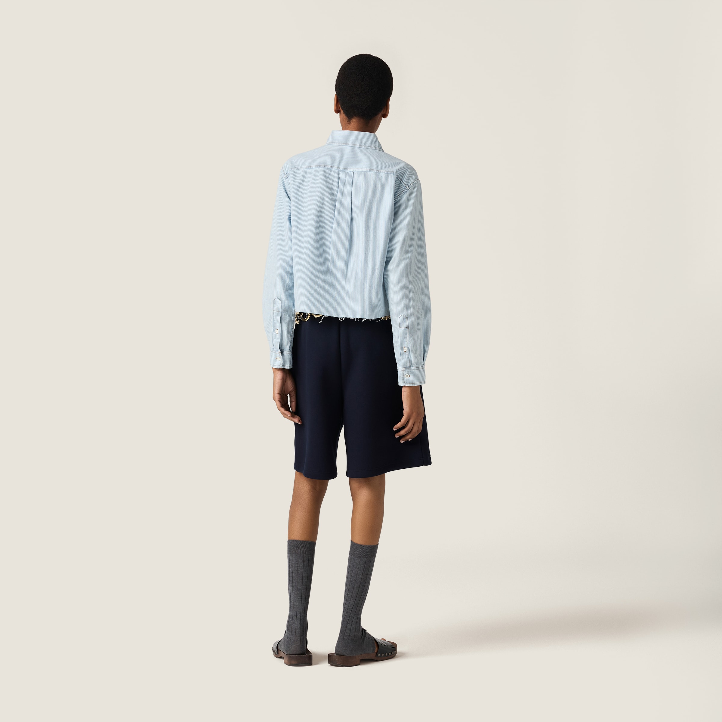 VIP【関税送料無料】希少 Miu Miu Striped chambray shirt Sapphire Blue Striped Chambray Shirt | Miu Miu