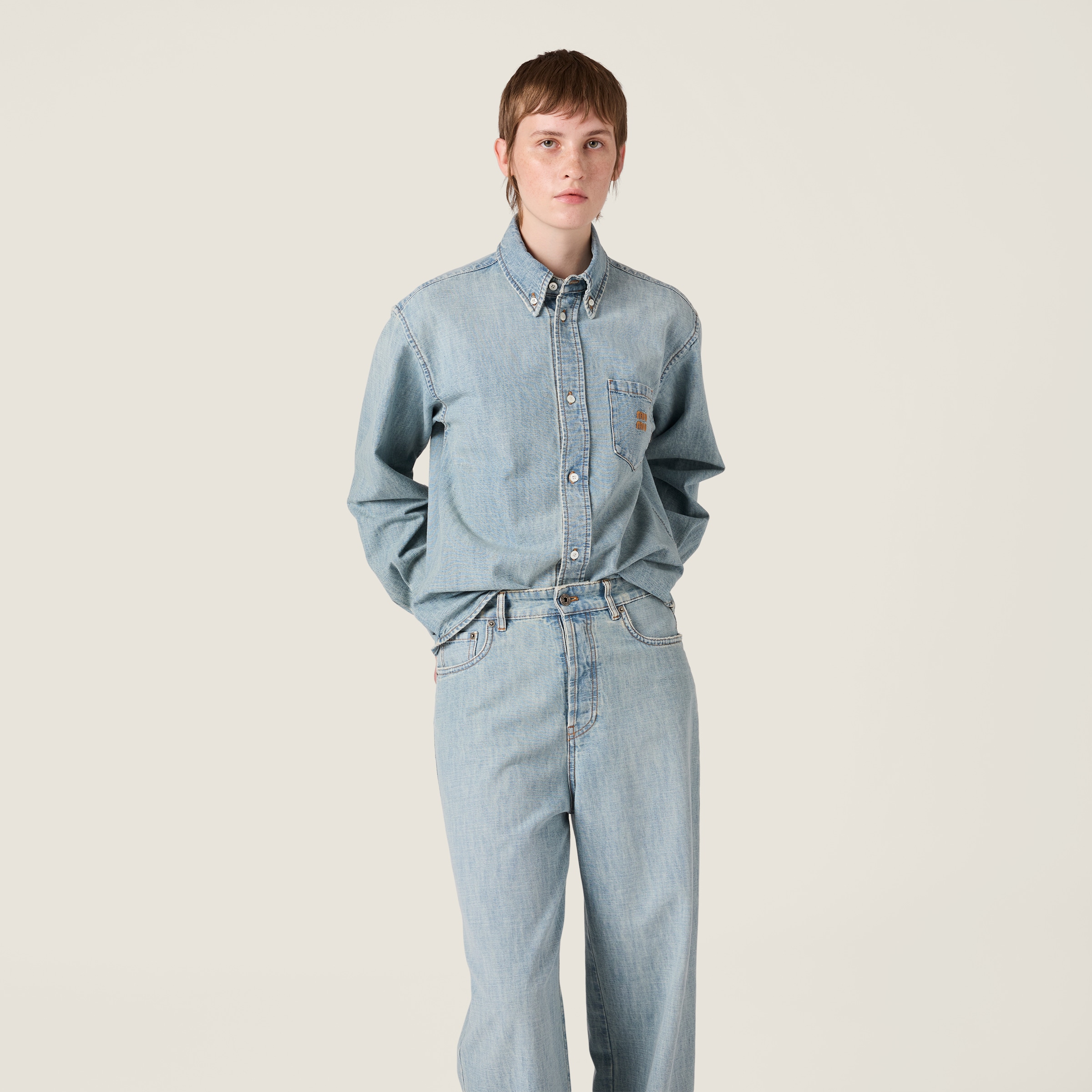 Miu Miu Chambray Shirt In Blue