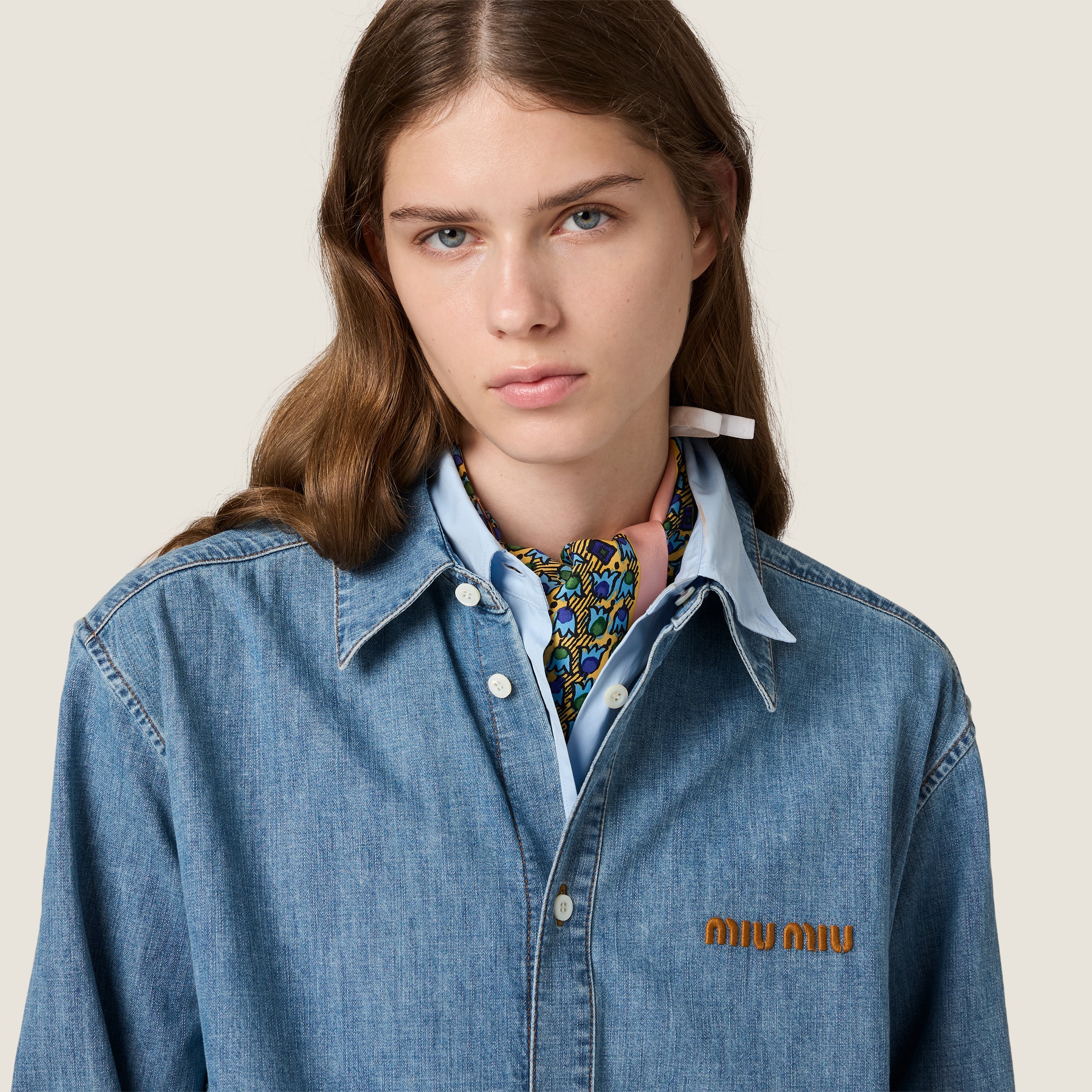 Sapphire Blue Chambray Shirt | Miu Miu - Japan