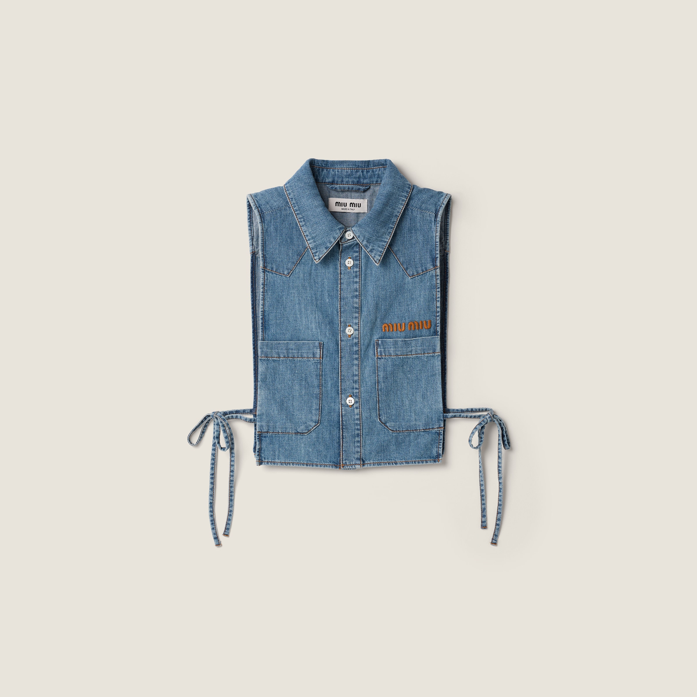 Cropped chambray tie shirt from Miu Miu - $975