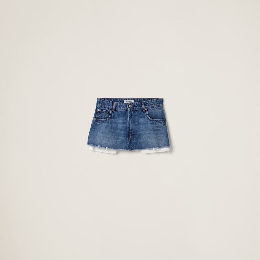 Navy Denim Miniskirt | Miu Miu