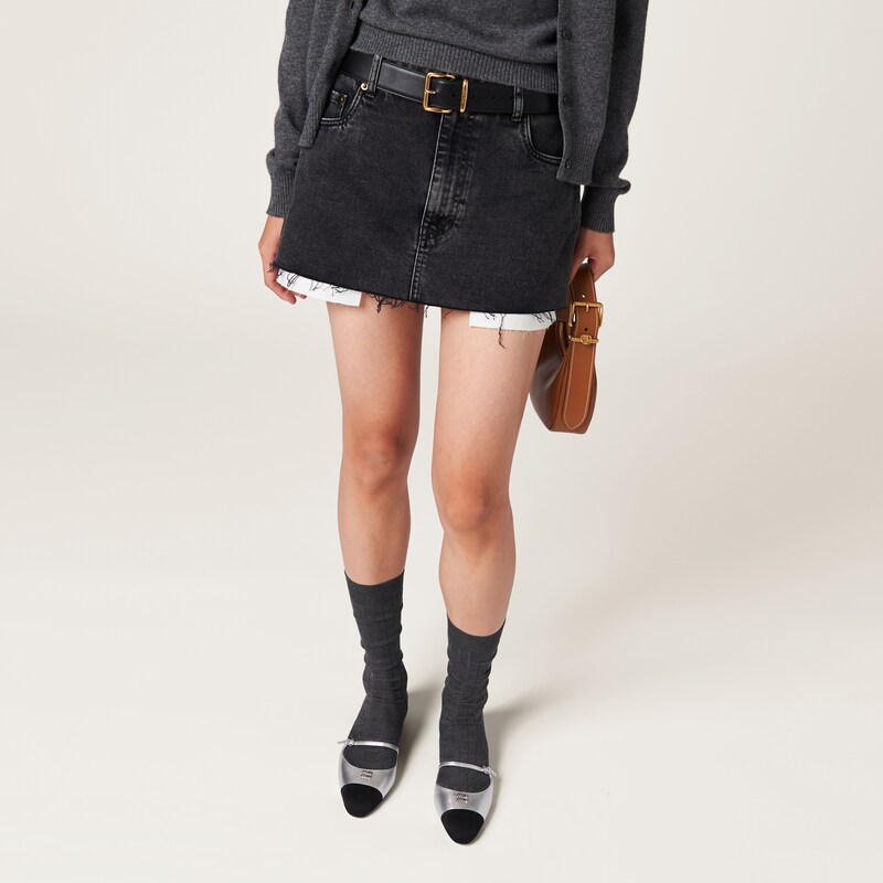 Black denim miniskirt
