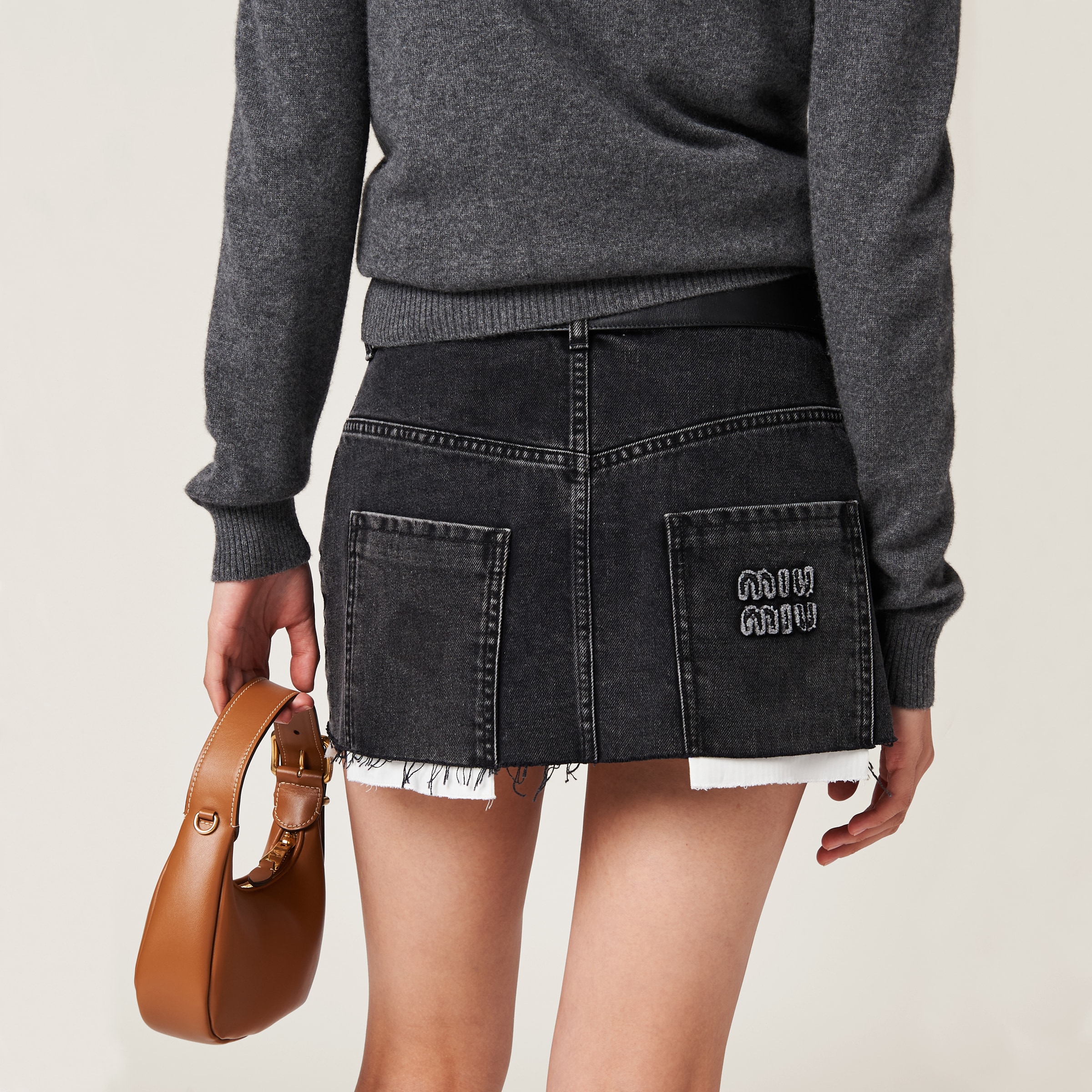 Black Black Denim Miniskirt | Miu Miu