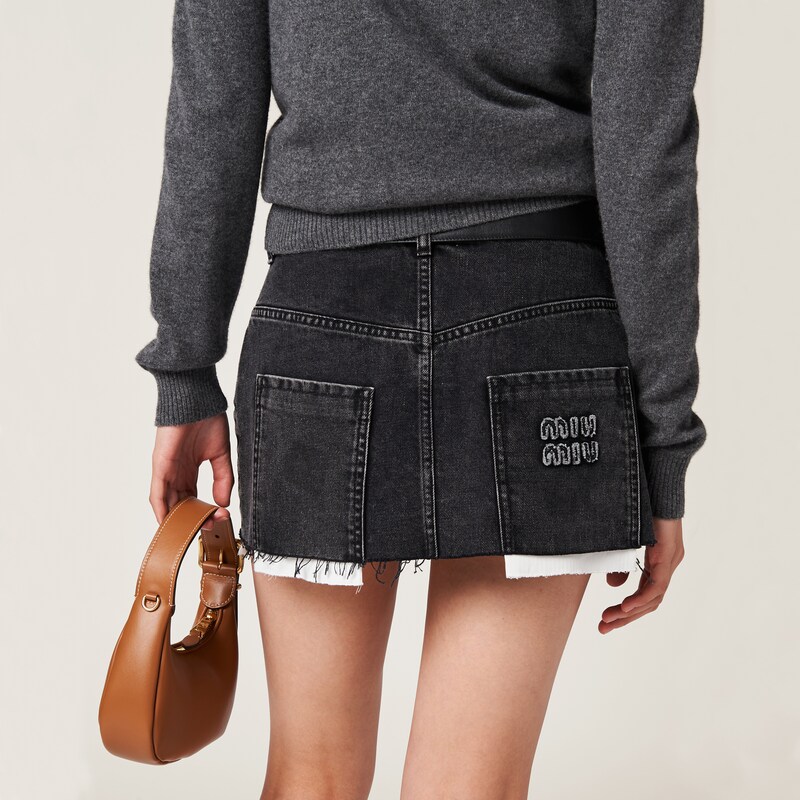 Black denim miniskirt
