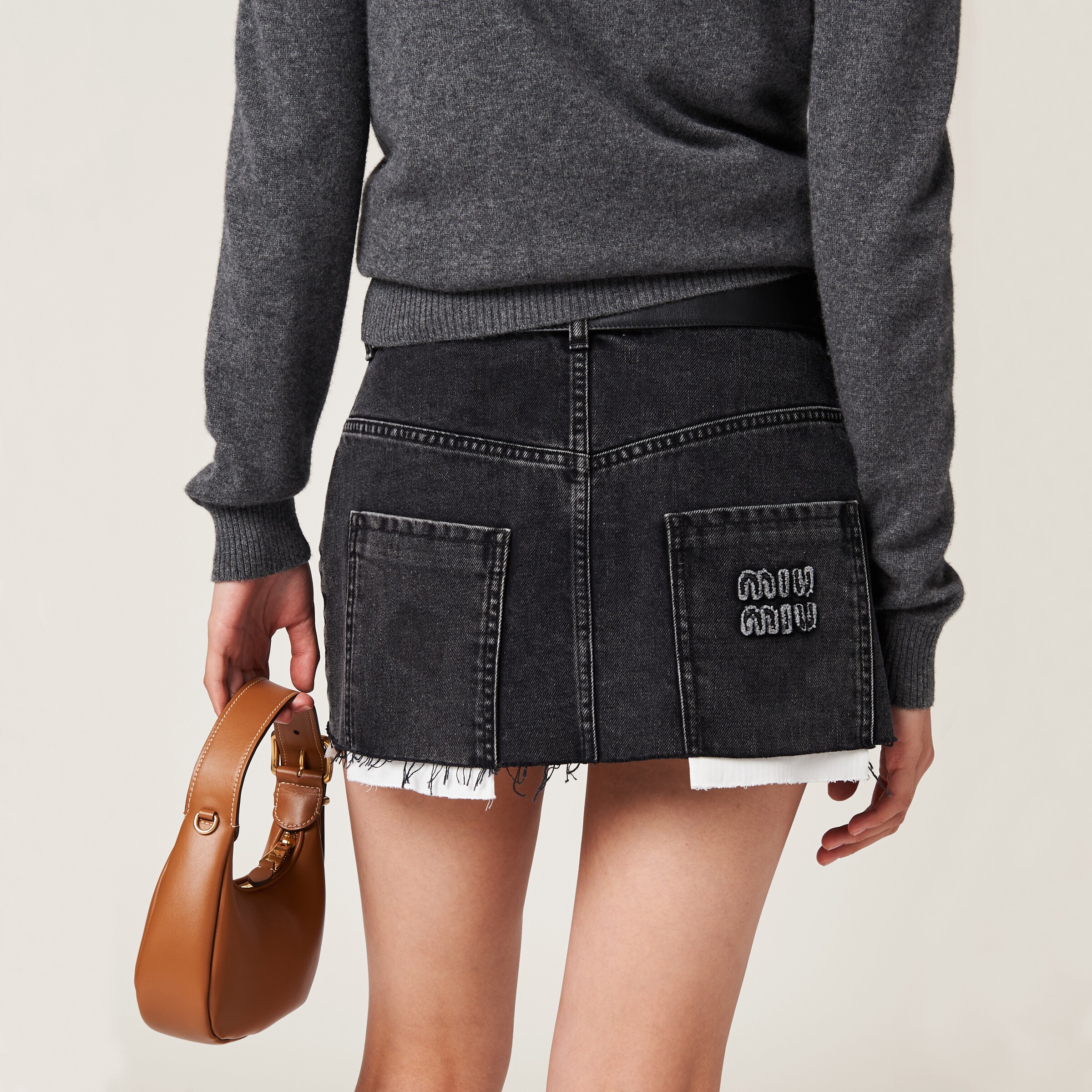 Black Black Denim Miniskirt | Miu Miu