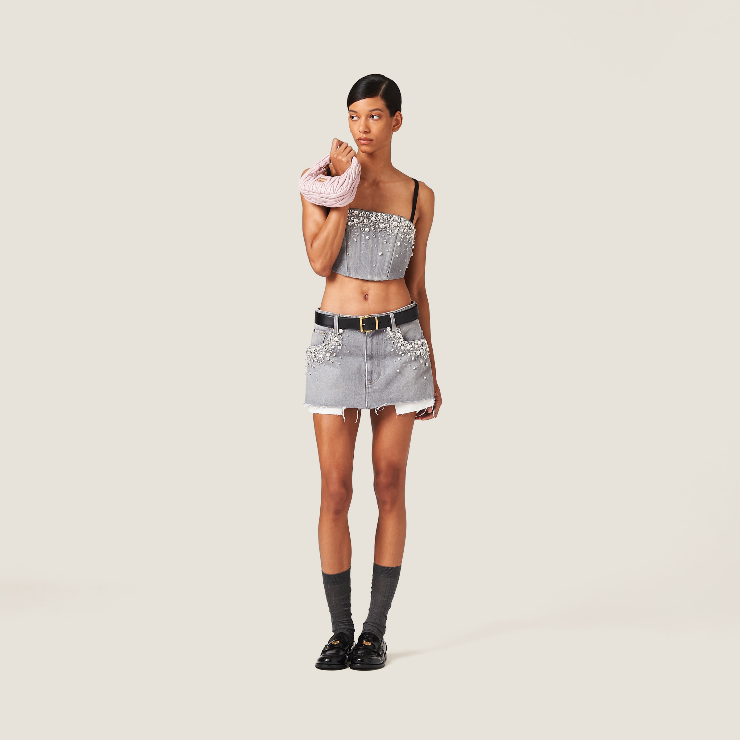 【日本入手困難】ミュウミュウ Denim miniskirt ミニスカート Navy Denim Miniskirt | Miu Miu