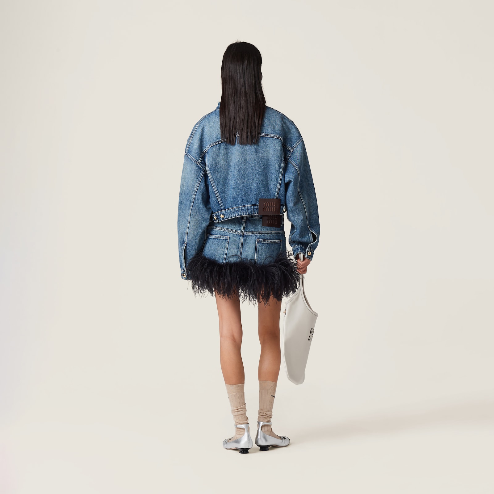 Blue/black Denim Miniskirt | Miu Miu