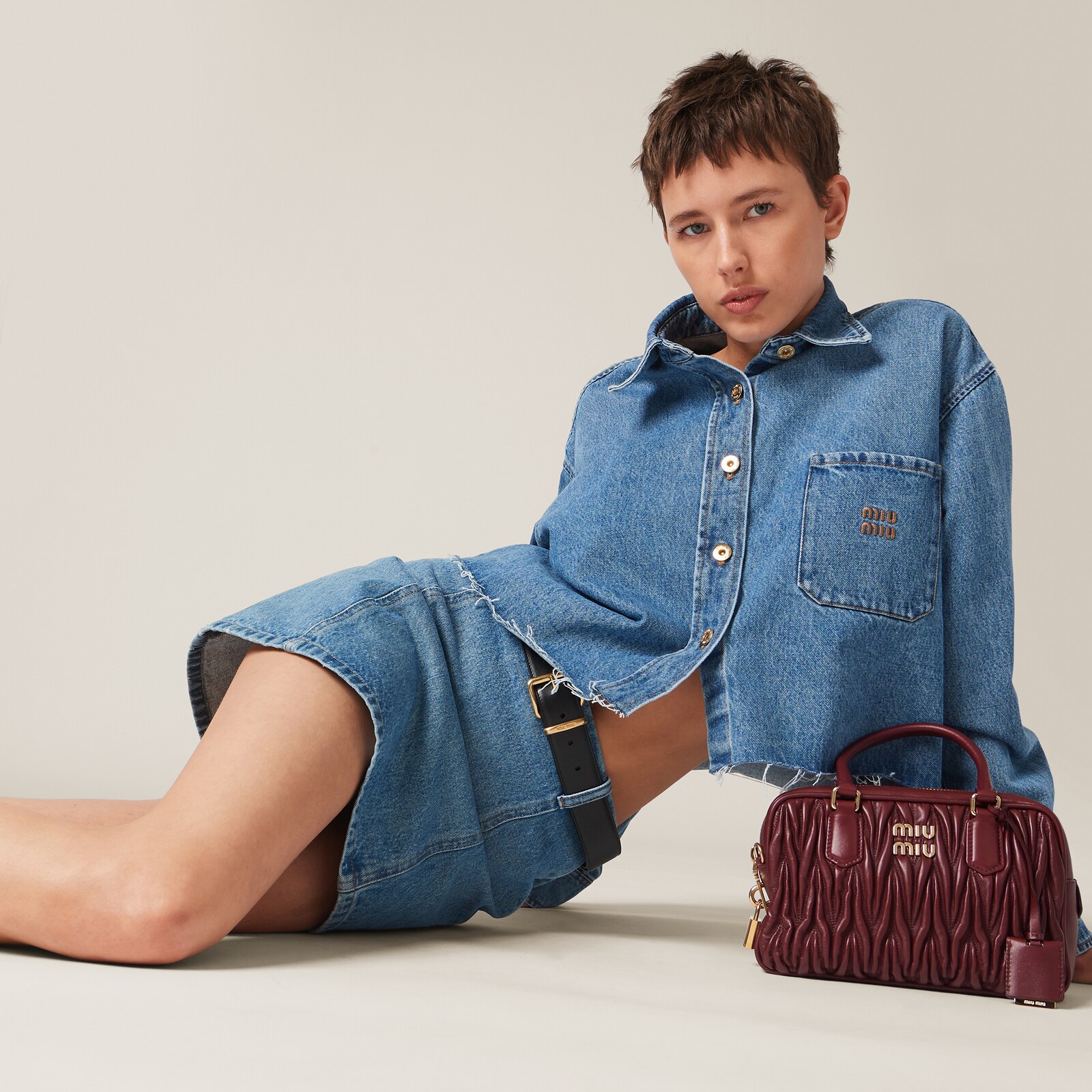 Sapphire Blue Denim Miniskirt | Miu Miu