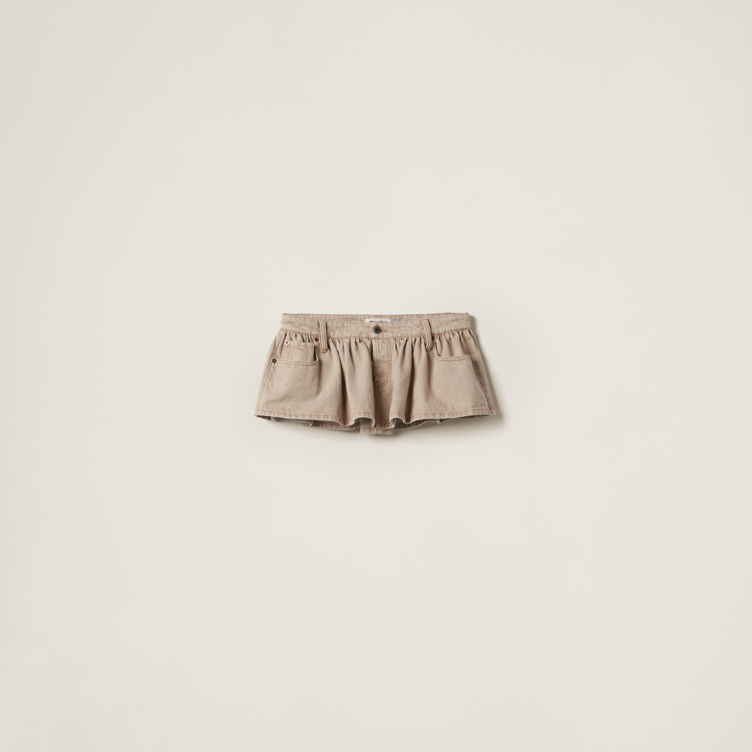Miu Miu Denim Miniskirt In Beige