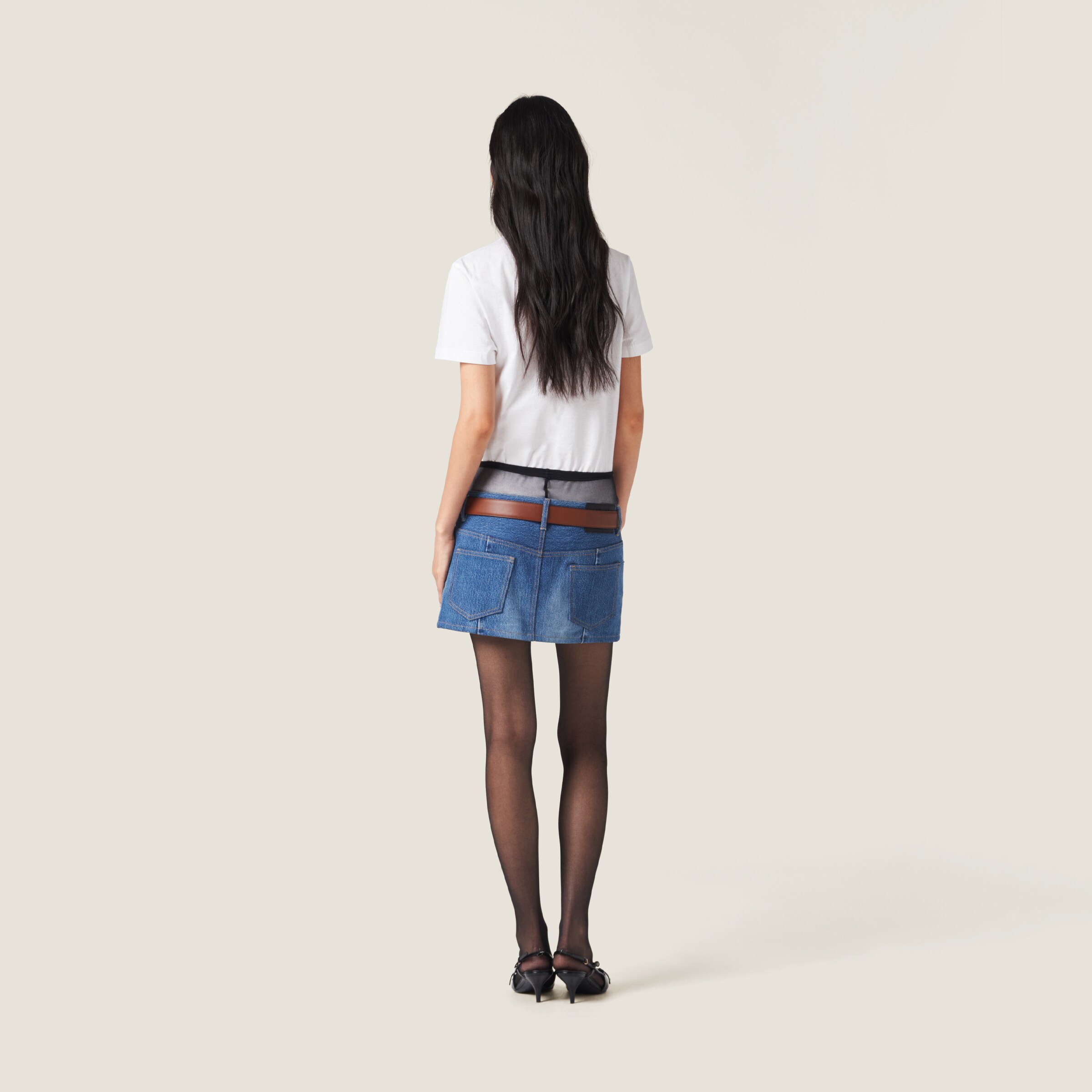 Navy Denim Miniskirt | Miu Miu