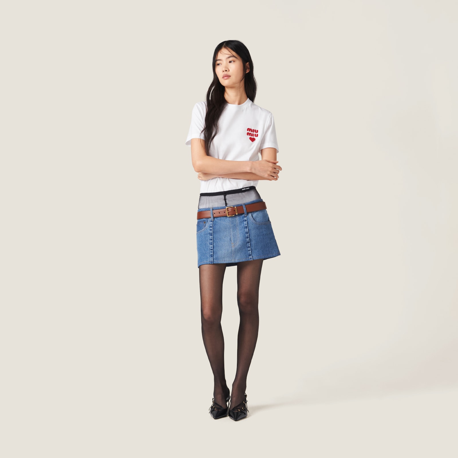 Navy Denim Miniskirt | Miu Miu