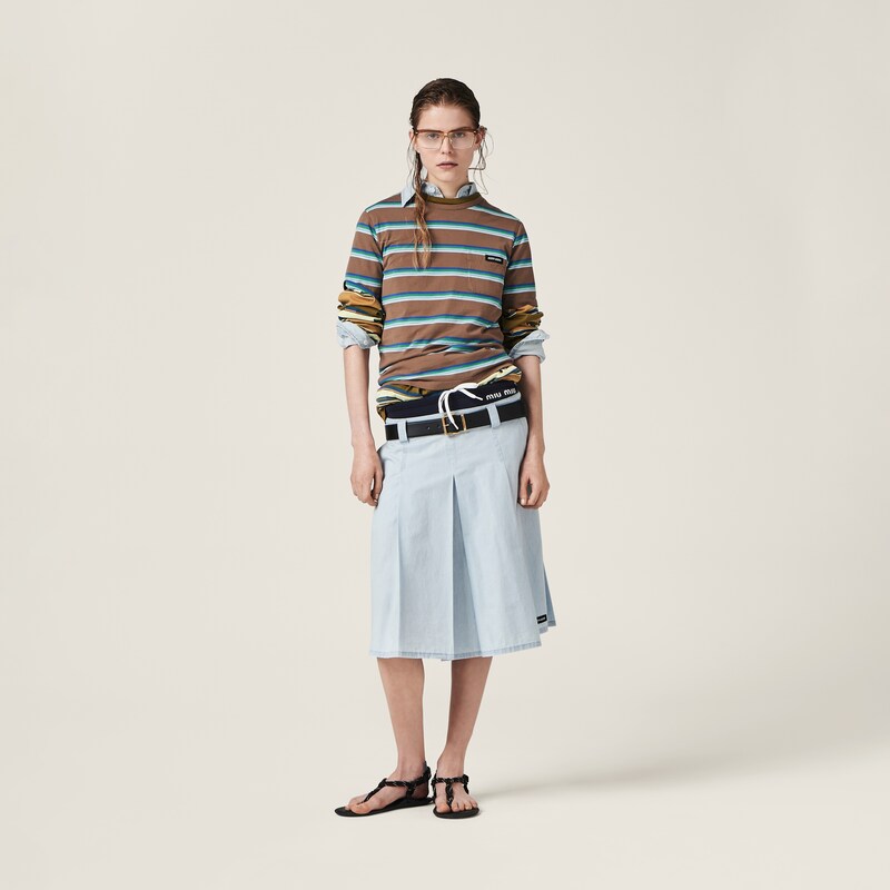 Pleated chambray skirt