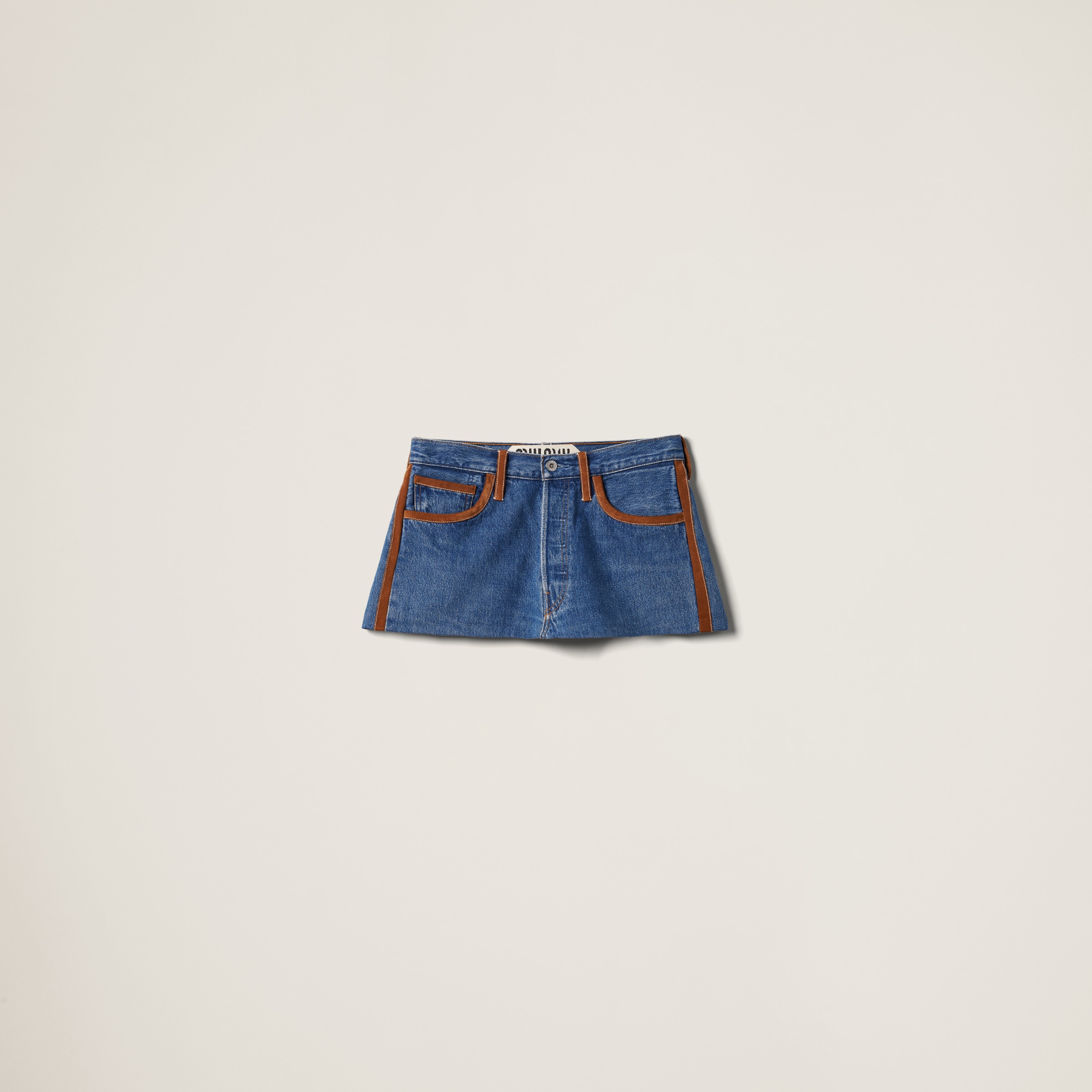 Miu Miu Denim Miniskirt In Navy