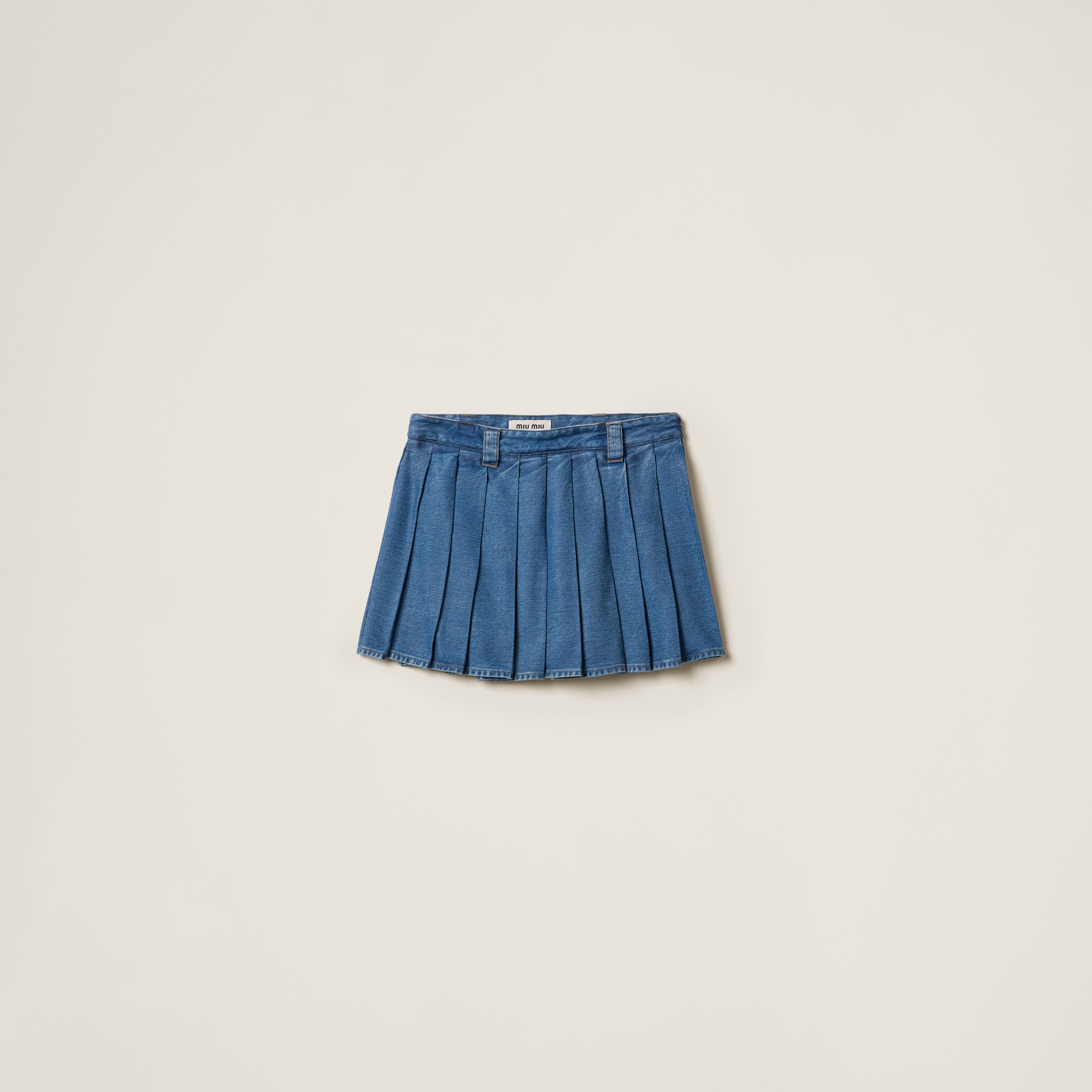 Miu miu pleated denim skirt shop