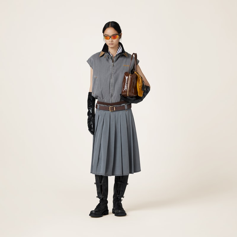 百褶青年布半身裙