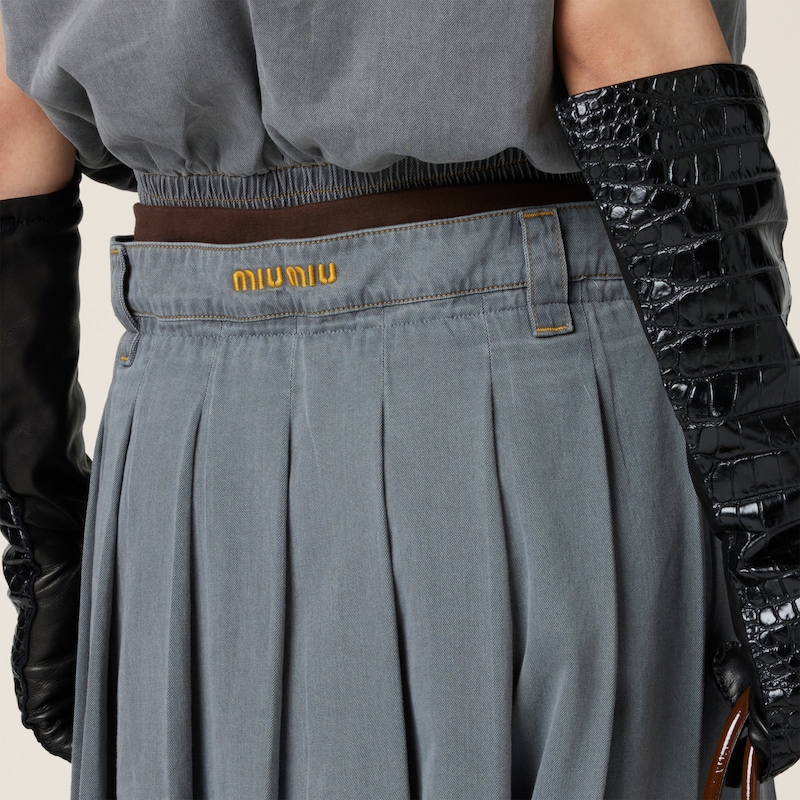 百褶青年布半身裙