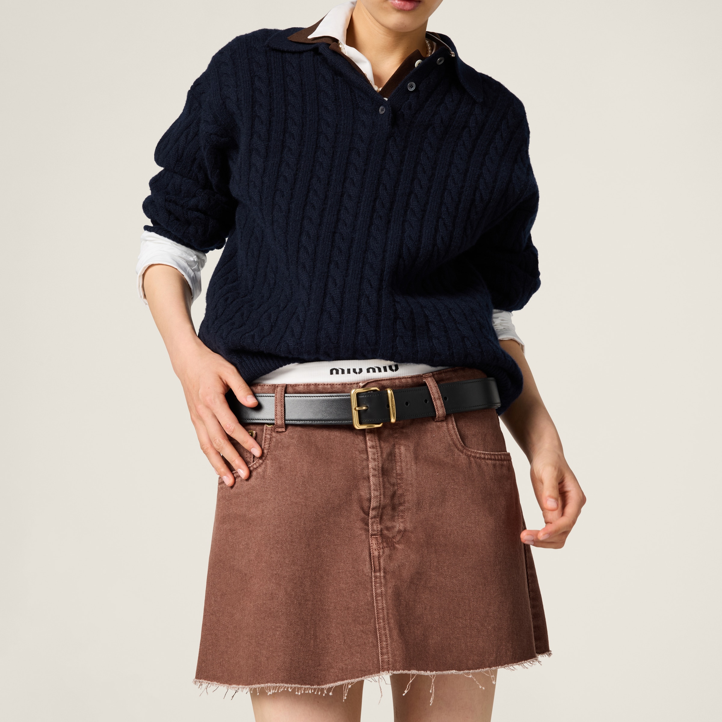 MIU MIU BULL DENIM MINISKIRT