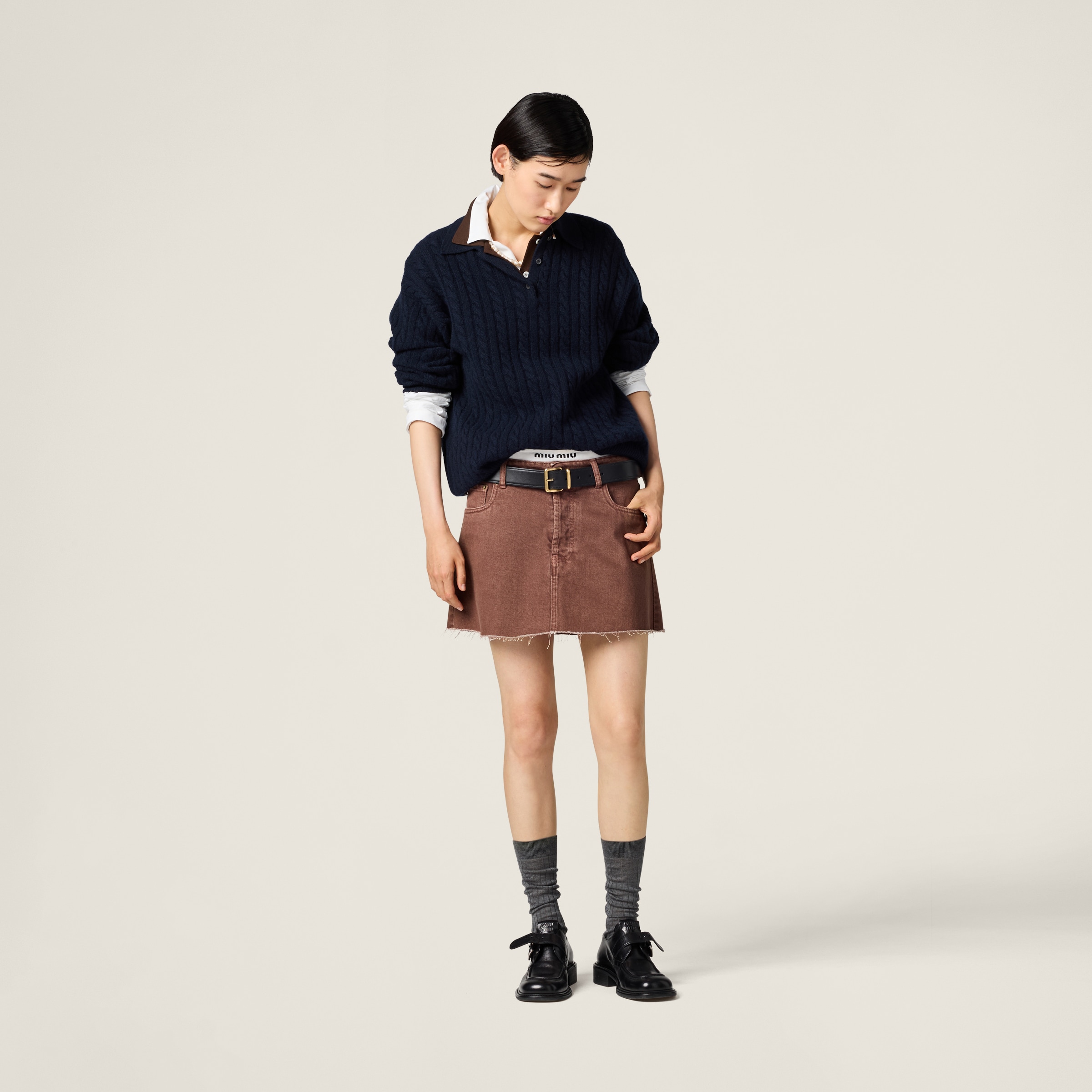 MIU MIU BULL DENIM MINISKIRT