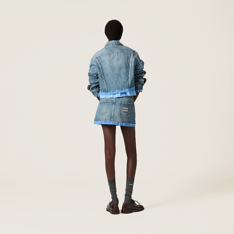 Denim and poplin miniskirt