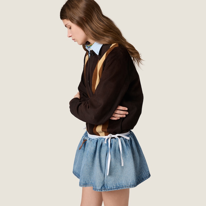 Washed denim miniskirt