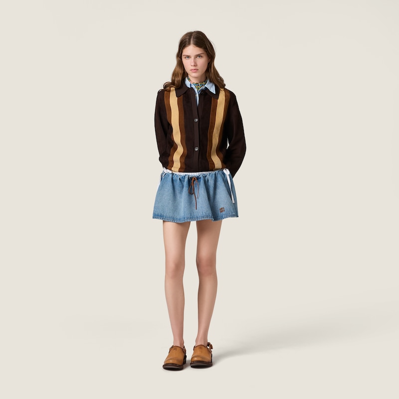 Washed denim miniskirt