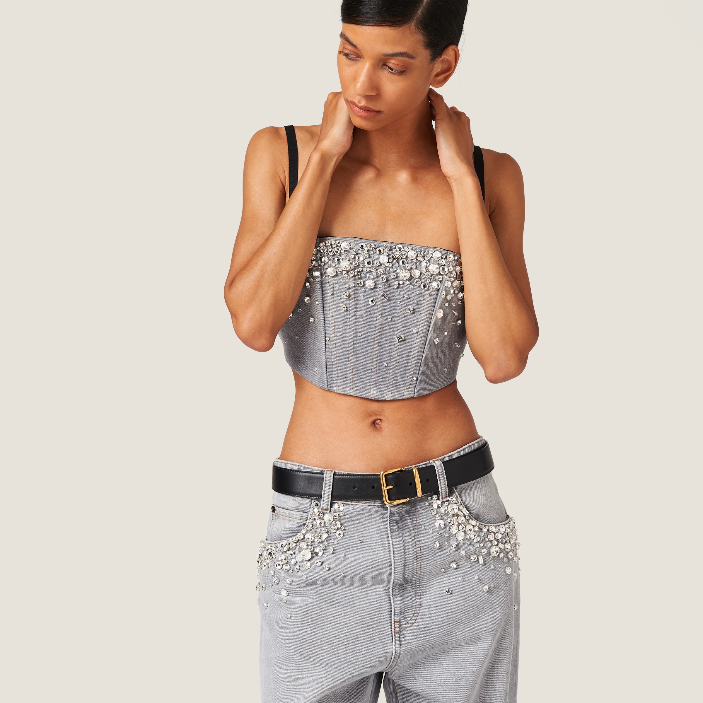 Grey Denim Pants | Miu Miu