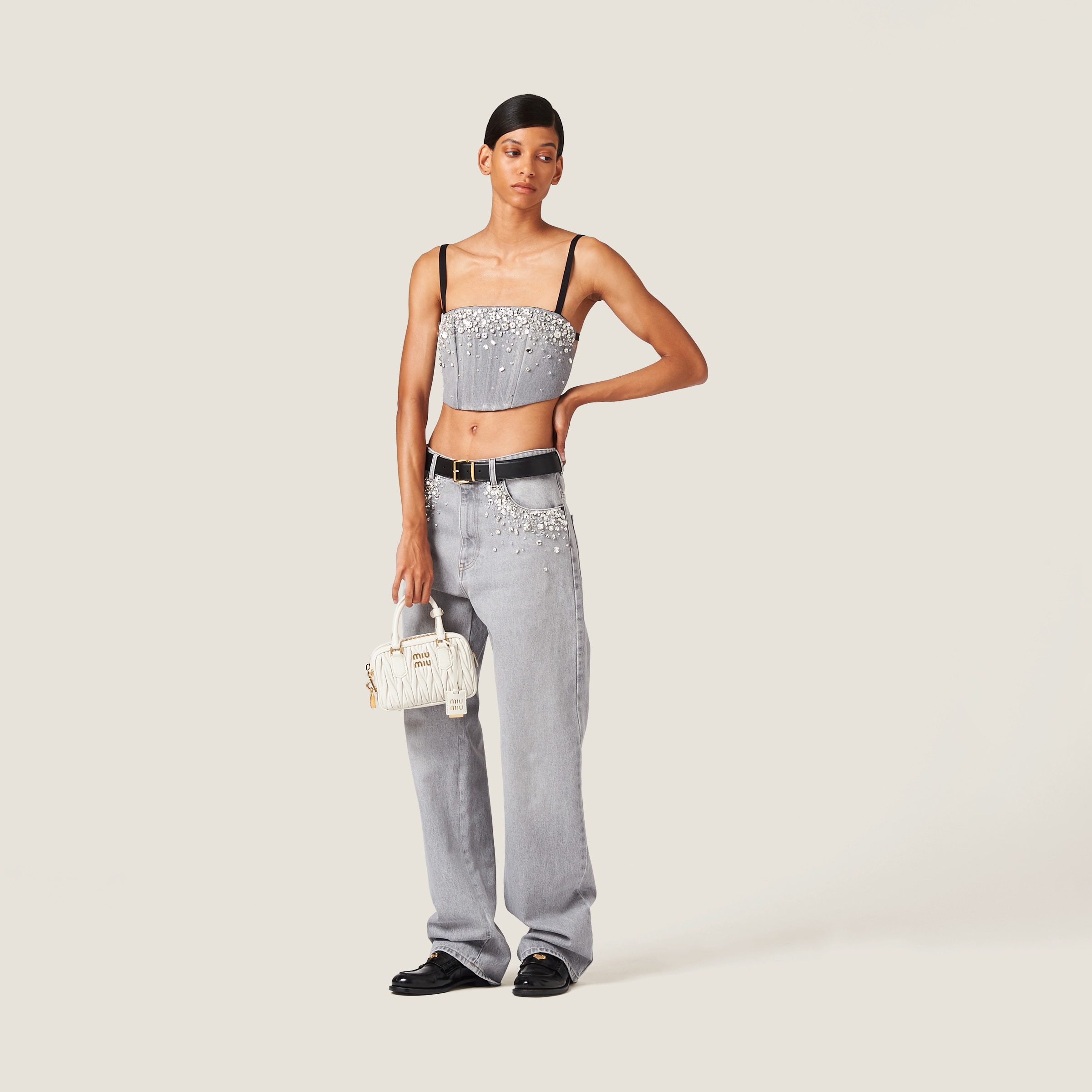 デニム・ジーパン MiuMiu FW25 Miu Miu Flock Jeans (GWP483SOOO 17L8 F0008) Sapphire Blue Denim Jeans | Miu Miu